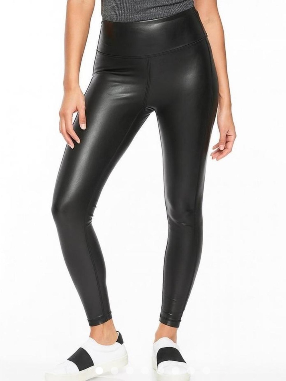 Athleta “ All Over Gleam Tight” Faux Leather High-Waist Black Leggings